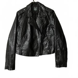 Wild Fable Black Faux Leather Biker Jacket Medium